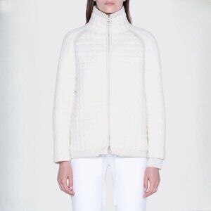 Akris 6 Medium Quilted Ivory Parka Jacket Blazer Coat